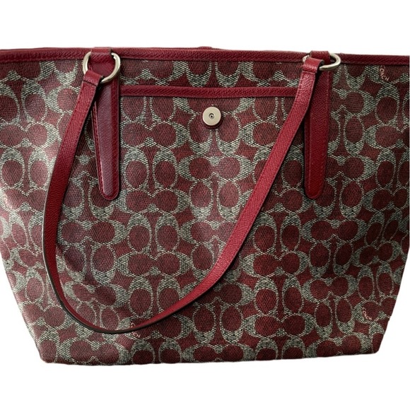 Coach PVC Ward Tote Red Logo Handbag Purse - Picture 2 of 10